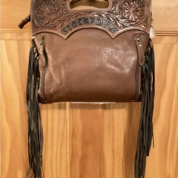 Vintage Stockyard handbag/Purse leather/cowhide with fringe - Picture 3 of 10
